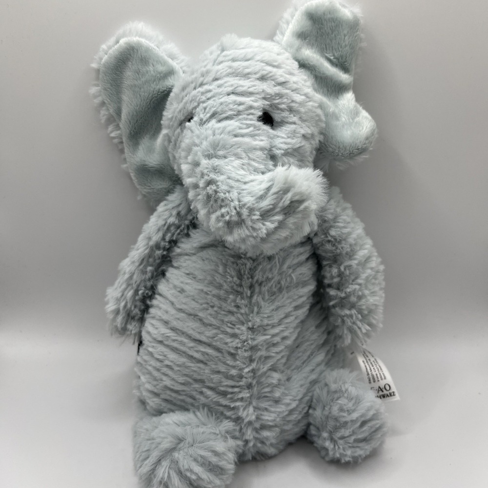 A69 FAO Schwarz Blue Elephant Bean Bottom Plush 11" Lavender Scent When Heated